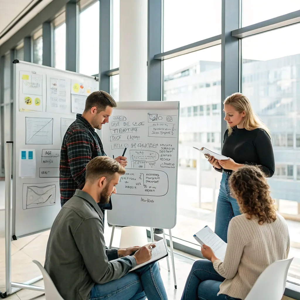 PHYNTHERA team members collaborating in a creative meeting